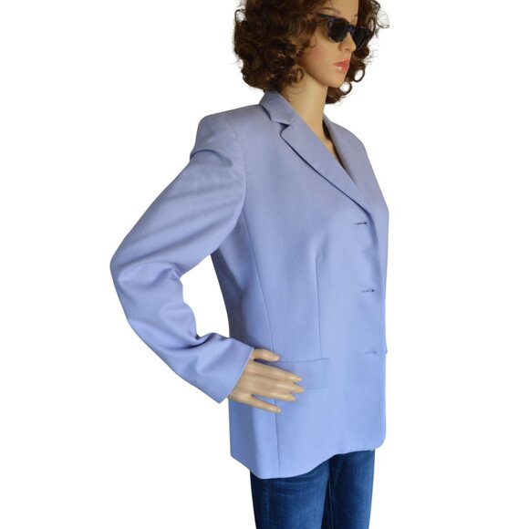 Vintage 90s Josephine Chaus Lavender Wool Blend Blazer Women's 10 Petite Pastel - Picture 2 of 9